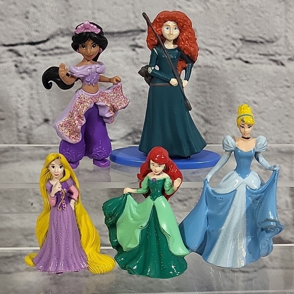 Disney Princess Figures Mini Dolls Cake‎ Toppers Lot Of 5 Jasmine Merida Ariel